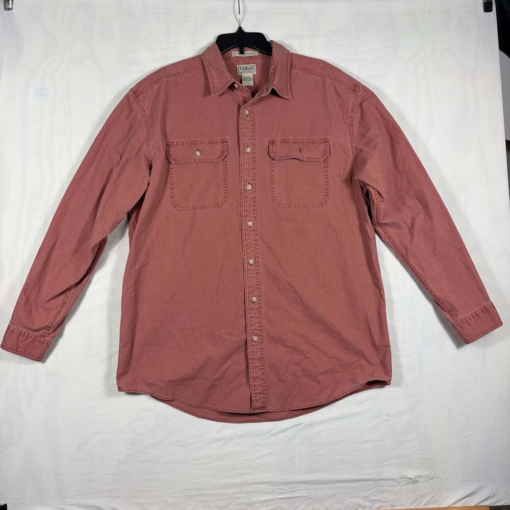 L.L.Bean Button-Down Shirt Size L-Tall Red Traditional Fit